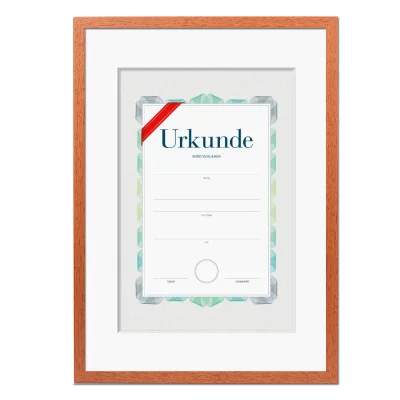 Træramme til diplomer og beviser, A3 29,7x42 cm (A3) | Kirsebær | Normalglas (2 mm)