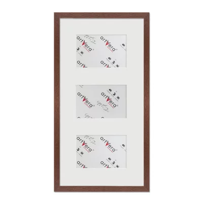 Multiramka na 3 zdjęcia Uppsala, 25x50 cm - 10x15 cm 25x50 cm (3x10x15 cm) | drzewo orzechowe | szkło standardowe (2 mm)