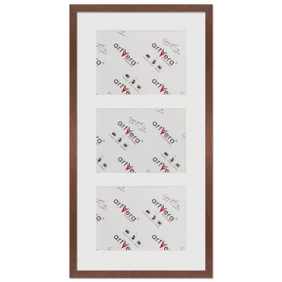 Multiramka na 3 zdjęcia Uppsala, 30x60 cm - 15x20 cm 30x60 cm (3x15x20 cm) | drzewo orzechowe | szkło standardowe (2 mm)