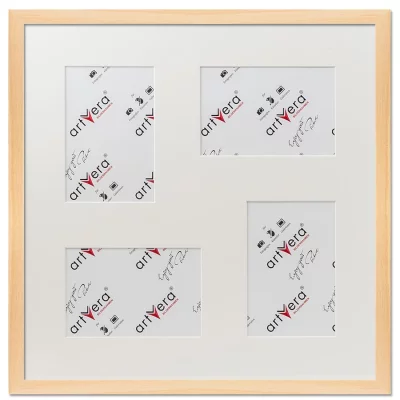 Multiramka na 4 zdjęcia Uppsala, 40x40 cm - 10x15 cm 40x40 cm (4x10x15 cm) | naturalny | szkło antyrefleksyjne