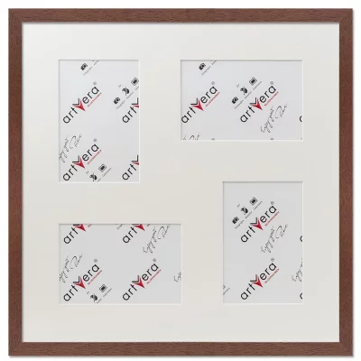 Multiramka na 4 zdjęcia Uppsala, 40x40 cm - 10x15 cm 40x40 cm (4x10x15 cm) | drzewo orzechowe | szkło antyrefleksyjne