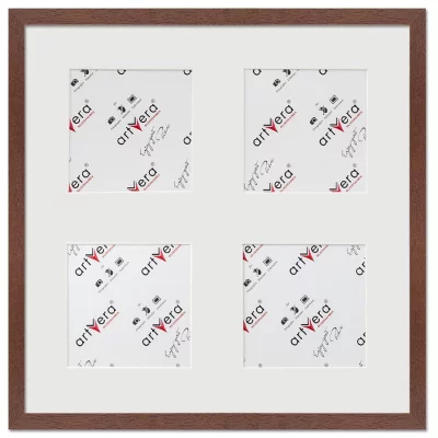 Multiramka na 4 zdjęcia Uppsala, 40x40 cm - 13x13 cm 40x40 cm (4x13x13 cm) | drzewo orzechowe | szkło standardowe (2 mm)