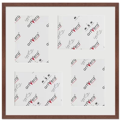 Multiramka na 4 zdjęcia Uppsala, 50x50 cm - 15x20 cm 50x50 cm (4x15x20 cm) | drzewo orzechowe | szkło standardowe (2 mm)