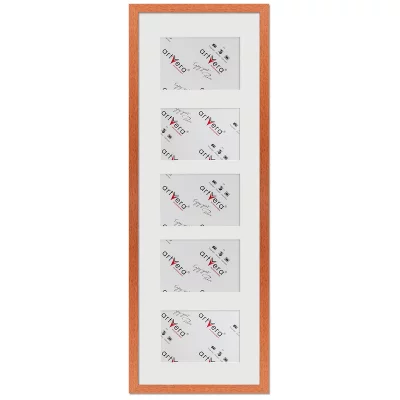 Multiramka na 5 zdjęć Lund, 23x70 cm - 10x15 cm 23x70 cm (5x10x15 cm) | wiśnia | szkło standardowe (2 mm)