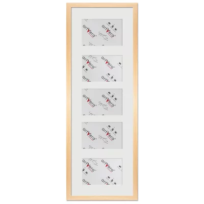 Multiramka na 5 zdjęć Lund, 23x70 cm - 10x15 cm 23x70 cm (5x10x15 cm) | naturalny | szkło standardowe (2 mm)