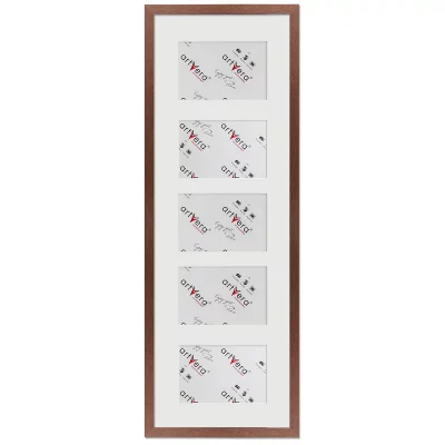 Multiramka na 5 zdjęć Lund, 23x70 cm - 10x15 cm 23x70 cm (5x10x15 cm) | drzewo orzechowe | szkło standardowe (2 mm)