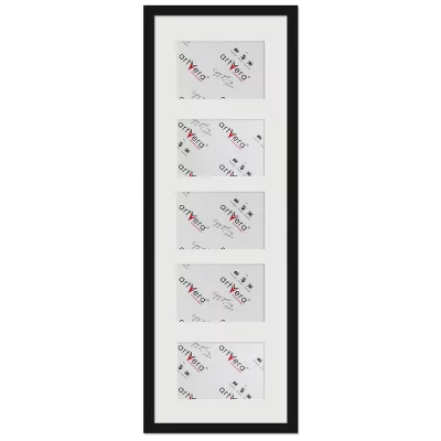 Multiramka na 5 zdjęć Lund, 23x70 cm - 10x15 cm 23x70 cm (5x10x15 cm) | czarny | szkło standardowe (2 mm)