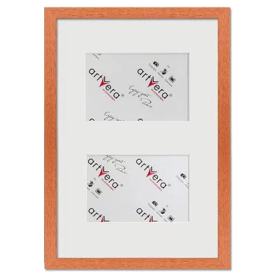 Multiramka na 2 zdjęcia Lund , 25x35 cm - 10x15 cm 25x35 cm (2x10x15 cm) | wiśnia | szkło standardowe (2 mm)