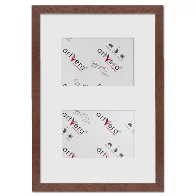 Multiramka na 2 zdjęcia Lund , 25x35 cm - 10x15 cm 25x35 cm (2x10x15 cm) | drzewo orzechowe | szkło standardowe (2 mm)