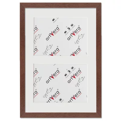 Multiramka na 2 zdjęcia Lund, 25x35 cm - 13x18 cm 25x35 cm (2x13x18 cm) | drzewo orzechowe | szkło standardowe (2 mm)