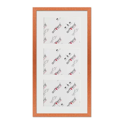 3er Galerierahmen "Lund", 25x50 cm - 13x18 cm 25x50 cm (3x13x18 cm) | Kirsche | Normalglas (2 mm)