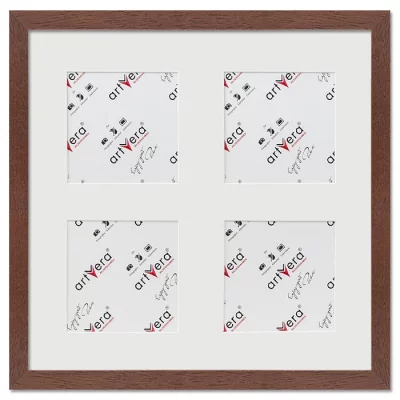 Multiramka na 4 zdjęcia Lund, 30x30 cm - 10x10 cm 30x30 cm (4x10x10 cm) | drzewo orzechowe | szkło standardowe (2 mm)
