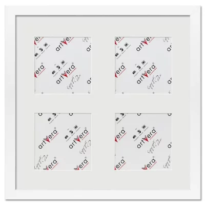 Multiramka na 4 zdjęcia Lund, 30x30 cm - 10x10 cm 30x30 cm (4x10x10 cm) | biały | szkło standardowe (2 mm)