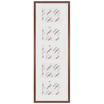 Multiramka na 5 zdjęć Lund, 30x90 cm - 13x18 cm 30x90 cm (5x13x18 cm) | drzewo orzechowe | szkło standardowe (2 mm)