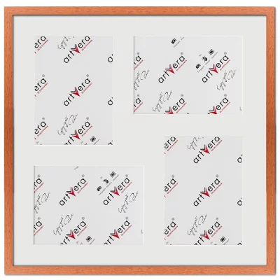Multiramka na 4 zdjęcia Lund, 50x50 cm - 15x20 cm 50x50 cm (4x15x20 cm) | wiśnia | szkło standardowe (2 mm)
