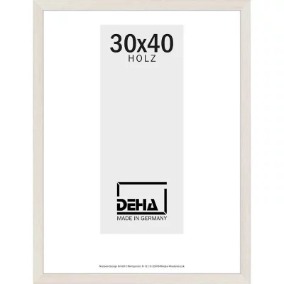 Distanz-Holzrahmen Bunda Sonderzuschnitt Esche Weiß lasiert | Normalglas (2 mm)