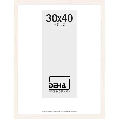 Holzrahmen Hamal - Sonderzuschnitt Kiefer Weiß lasiert | Normalglas (2 mm)