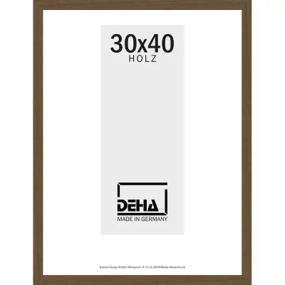 Holzrahmen Hamal - Sonderzuschnitt Nuss | Normalglas (2 mm)