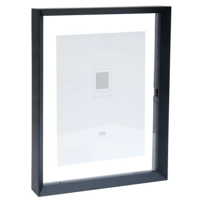Aluminium fotolijst Paris met glazen achterwand voor het effect van een zwevend motief 18x24 cm | zwart | normaal glas (2 mm)