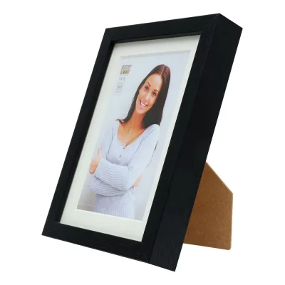 Thumbnail von Holz-Bilderrahmen f&uuml;r Postkarten 10x15 cm mit Passepartout Schwarz