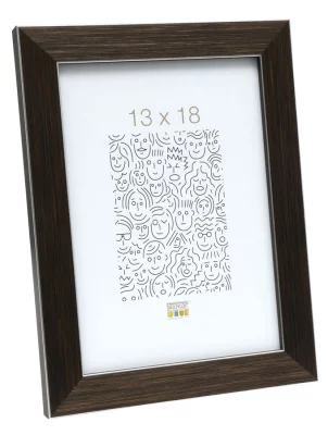 Kunststof fotolijst Lucas 15x15 cm | bruin met zilverrand | normaal glas (2 mm)