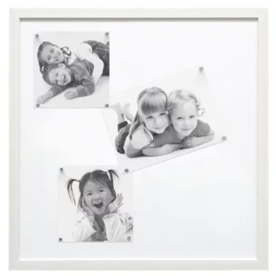 Magnetyczna rama do zdjęć z 10 białymi magnesami 50x50 cm | biały