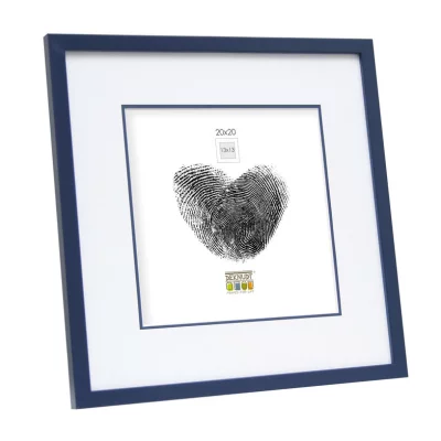 Houten kader David met passe-partout 20x20 cm (13x13 cm) | blauw | normaal glas (2 mm)