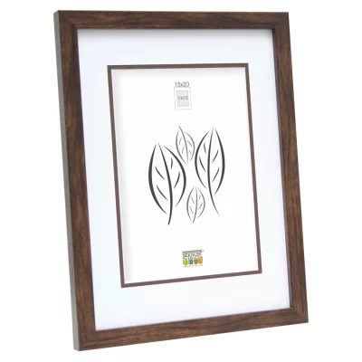 Houten kader David met passe-partout 20x20 cm (13x13 cm) | bruin | normaal glas (2 mm)