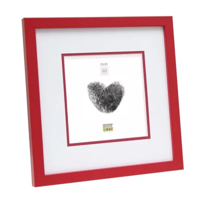 Houten kader David met passe-partout 20x20 cm (13x13 cm) | rood | normaal glas (2 mm)