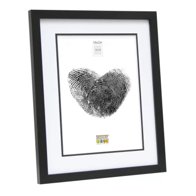 Houten kader David met passe-partout 20x20 cm (13x13 cm) | zwart | normaal glas (2 mm)