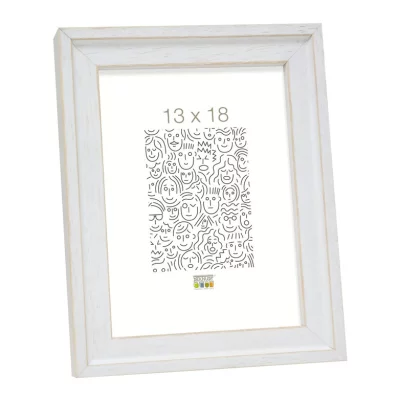 Drewniana rama do obrazu Rudolph 20x20 cm | biało-srebrny | szkło standardowe (2 mm)
