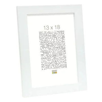 Drewniana rama do obrazu Bernard 50x75 cm | biały | szkło sztuczne (2 mm)