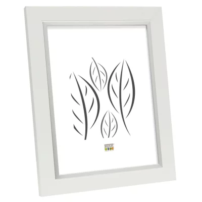 Rama z tworzywa sztucznego do obrazu Leo 21x29,7 cm (A4) | biało-srebrny | szkło standardowe (2 mm)