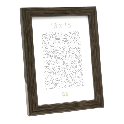 Rama z tworzywa sztucznego do obrazu, imitacja drewna czeczotowego 40x60 cm | szaro-brązowy | szkło standardowe (2 mm)