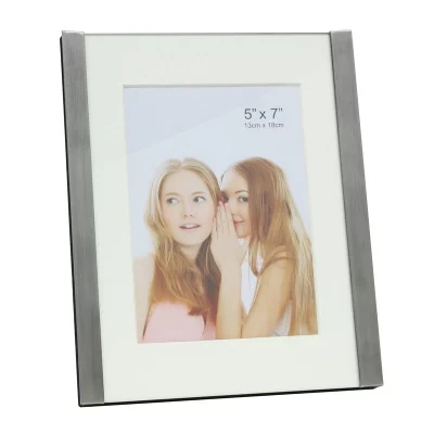Aluminiowa ramka do zdjęć Haine z passe-partout 10x15 cm | matowe srebro | szkło standardowe (2 mm)