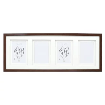 Drewniana multiramka Anna na 6 zdjęć, z podwójnym passe-partout 4x10x15 cm | brązowy | szkło standardowe (2 mm)