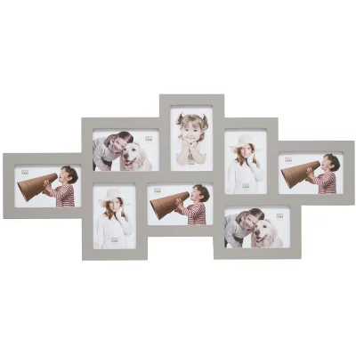 Collage fotokader Yasmine voor 8 foto's 10x15 cm | grijs | normaal glas (2 mm)