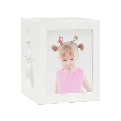 Świecznik na świeczkę podgrzewacz 6x7 cm | biały ze wzorem bałwanka | szkło sztuczne (2 mm)