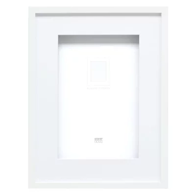 Drewniana rama do obrazu Gabriel z podwójnym passe-partout 20x30 cm | biały | szkło standardowe (2 mm)