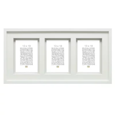 Multiramka Gabriel na 3 zdjęcia, z podwójnym passe-partout 13x18 cm | biały | szkło standardowe (2 mm)