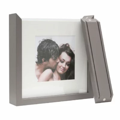 Fotobox met passe-partouts en zelfklevend karton 13x13 cm | taupe | normaal glas (2 mm)