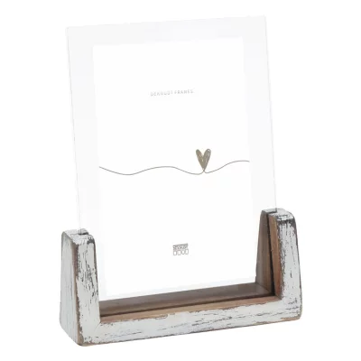 Rustykalny stojak na zdjęcia, pionowy 13x18 cm | biały | szkło standardowe (2 mm)