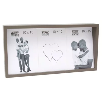 Ramka na 3 zdjęcia z ukośną ścianą tylną 10x15 cm | kreci (szary) | szkło standardowe (2 mm)
