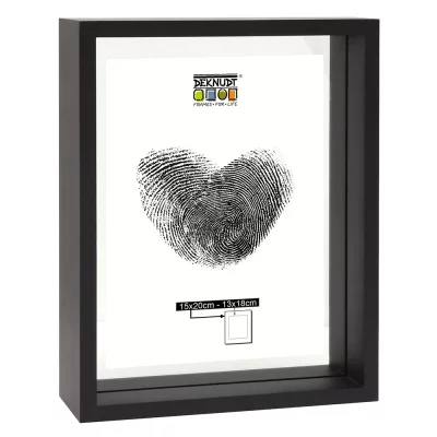 Drewniana ramka na zdjęcia z przeszklonym tyłem dla efektu pływającego zdjęcia 25x25 cm | czarny | szkło standardowe (2 mm)