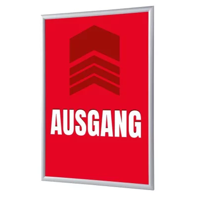 Kliklijst 25 mm, Complete Set inclusief poster: Uitgang (Nederlands / Engels / Duits) 59,4x84,1 cm (A1) | Rood - Duits | kunstglas, gematteerd (1 mm)