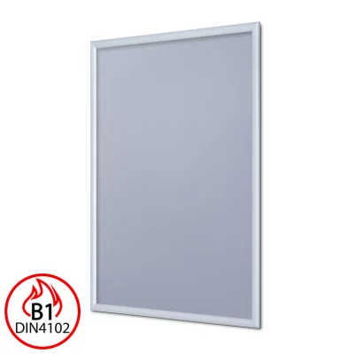 Brandwerende kliklijst B1, 25 mm 59,4x84,1 cm (A1) | zilver, mat | kunstglas, gematteerd (1 mm)