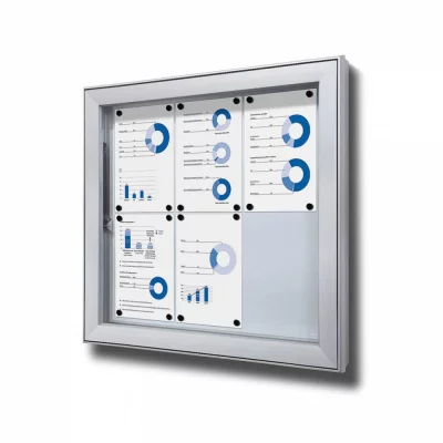 Vitrine L voor buiten 66x61,5 cm (6x A4) | zilver | ESG-veiligheidsglas