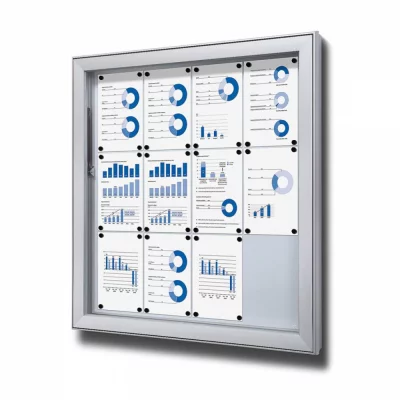 Vitrine L voor buiten 88x92,2 cm (12x A4) | zilver | ESG-veiligheidsglas