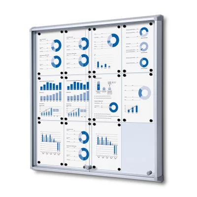 Vitrine met schuifdeur 88x92,2 cm (12x A4) | zilver | ESG-veiligheidsglas