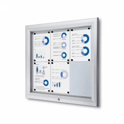 Brandwerende B1 vitrine voor buiten 76x80,5 cm (6x A4) | zilver | ESG-veiligheidsglas